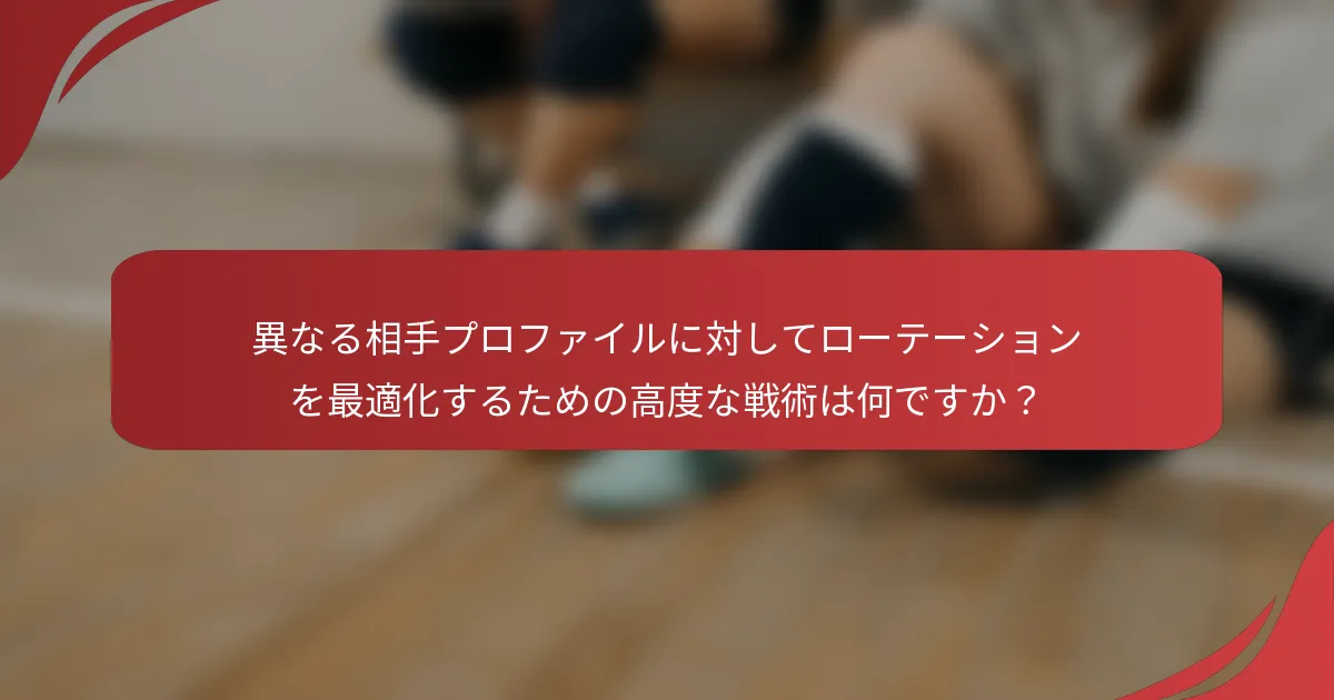 異なる相手プロファイルに対してローテーションを最適化するための高度な戦術は何ですか？